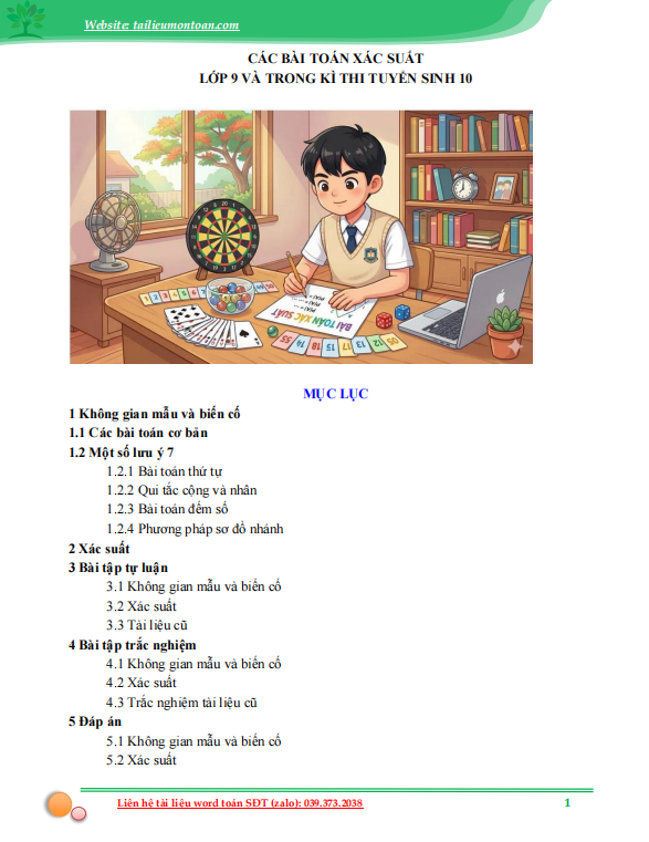 Chuyên đề xác suất ôn thi vào lớp 10 môn toán